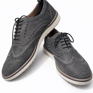 Steve Madden Gray Suede Wingtip Oxfords with White Sole